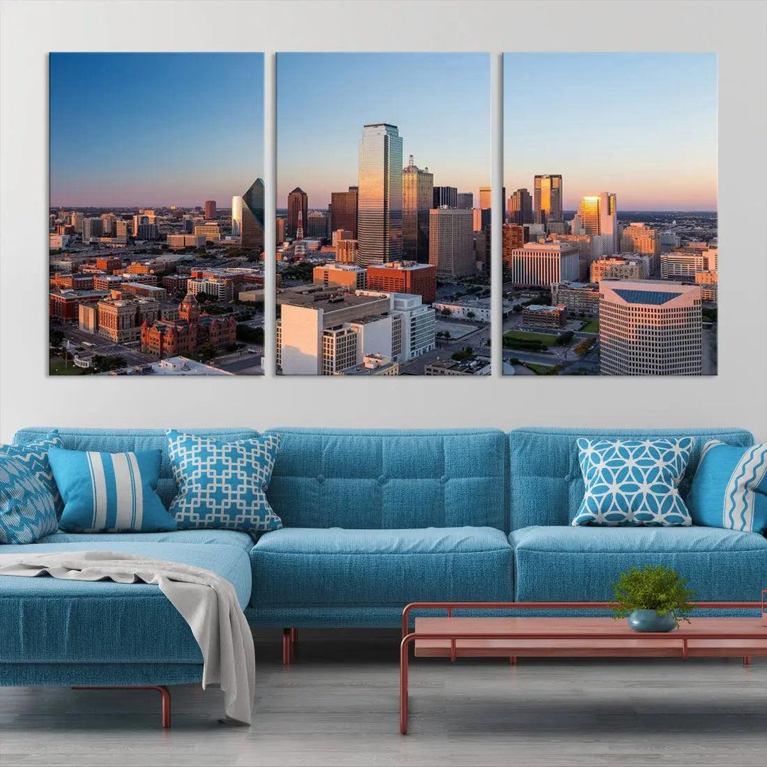 Aerial Dallas Photography Canvas Wall Art Cityscape View Canvas Print