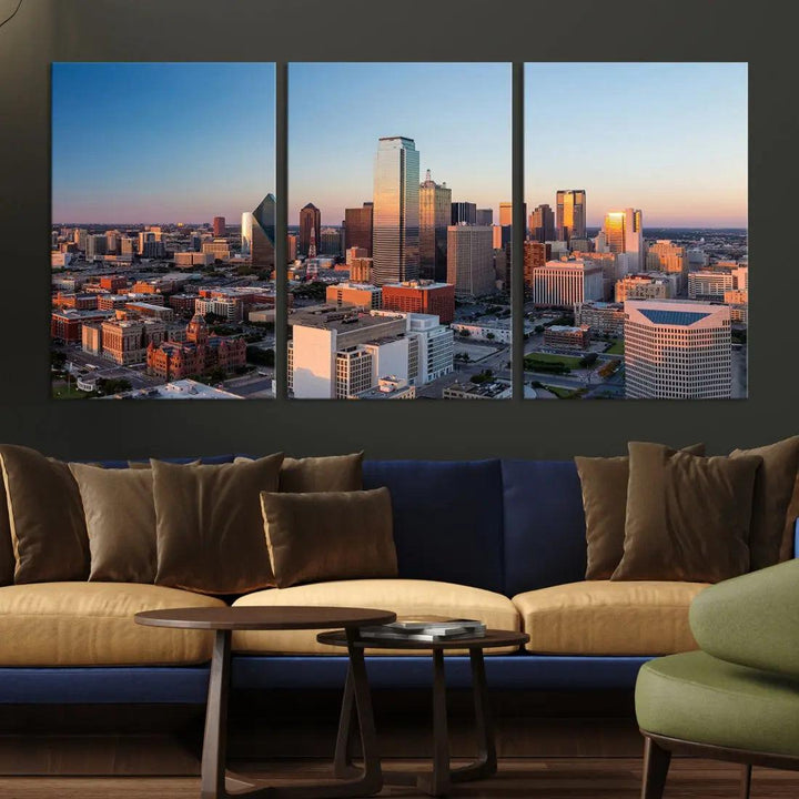 Aerial Dallas Photography Canvas Wall Art Cityscape View Canvas Print