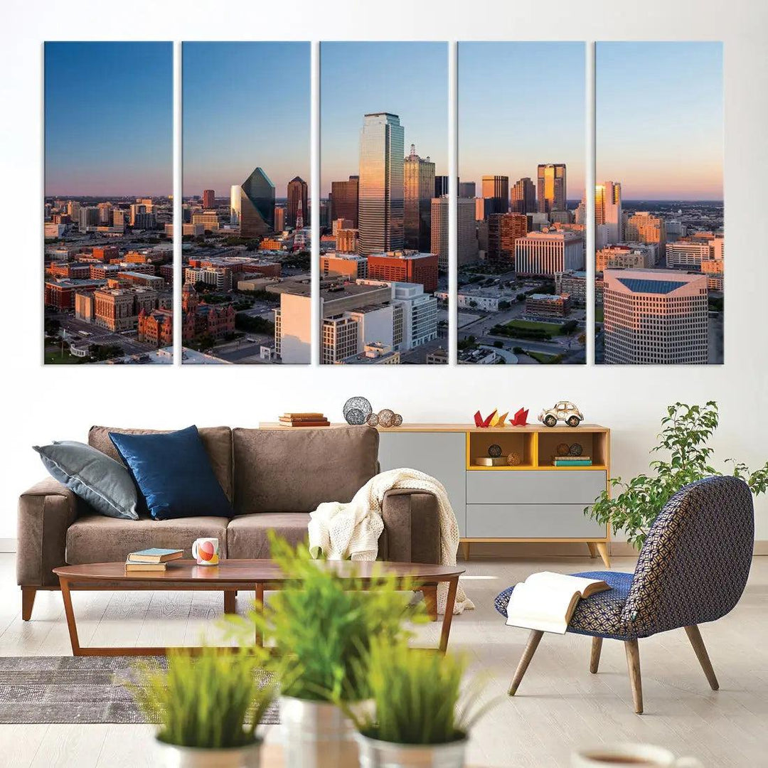 Aerial Dallas Photography Canvas Wall Art Cityscape View Canvas Print