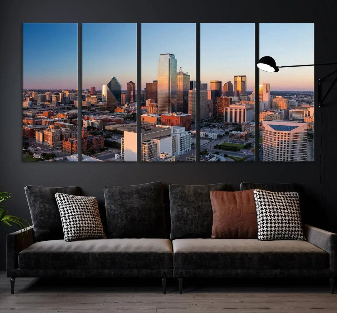 Aerial Dallas Photography Canvas Wall Art Cityscape View Canvas Print