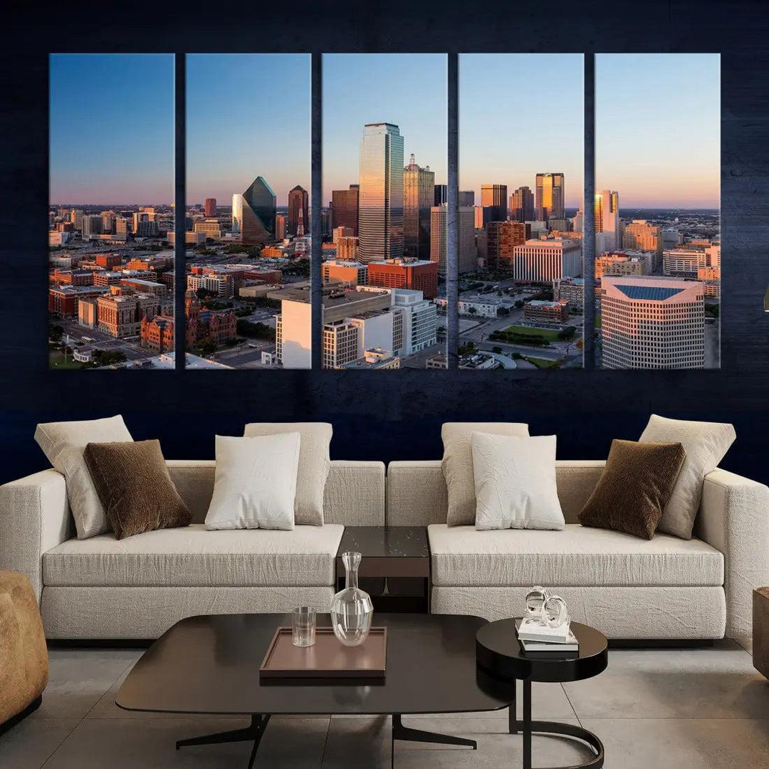 Aerial Dallas Photography Canvas Wall Art Cityscape View Canvas Print