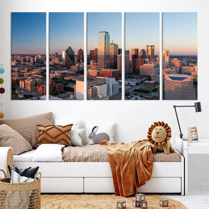 Aerial Dallas Photography Canvas Wall Art Cityscape View Canvas Print