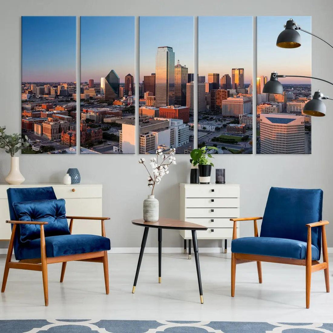 Aerial Dallas Photography Canvas Wall Art Cityscape View Canvas Print