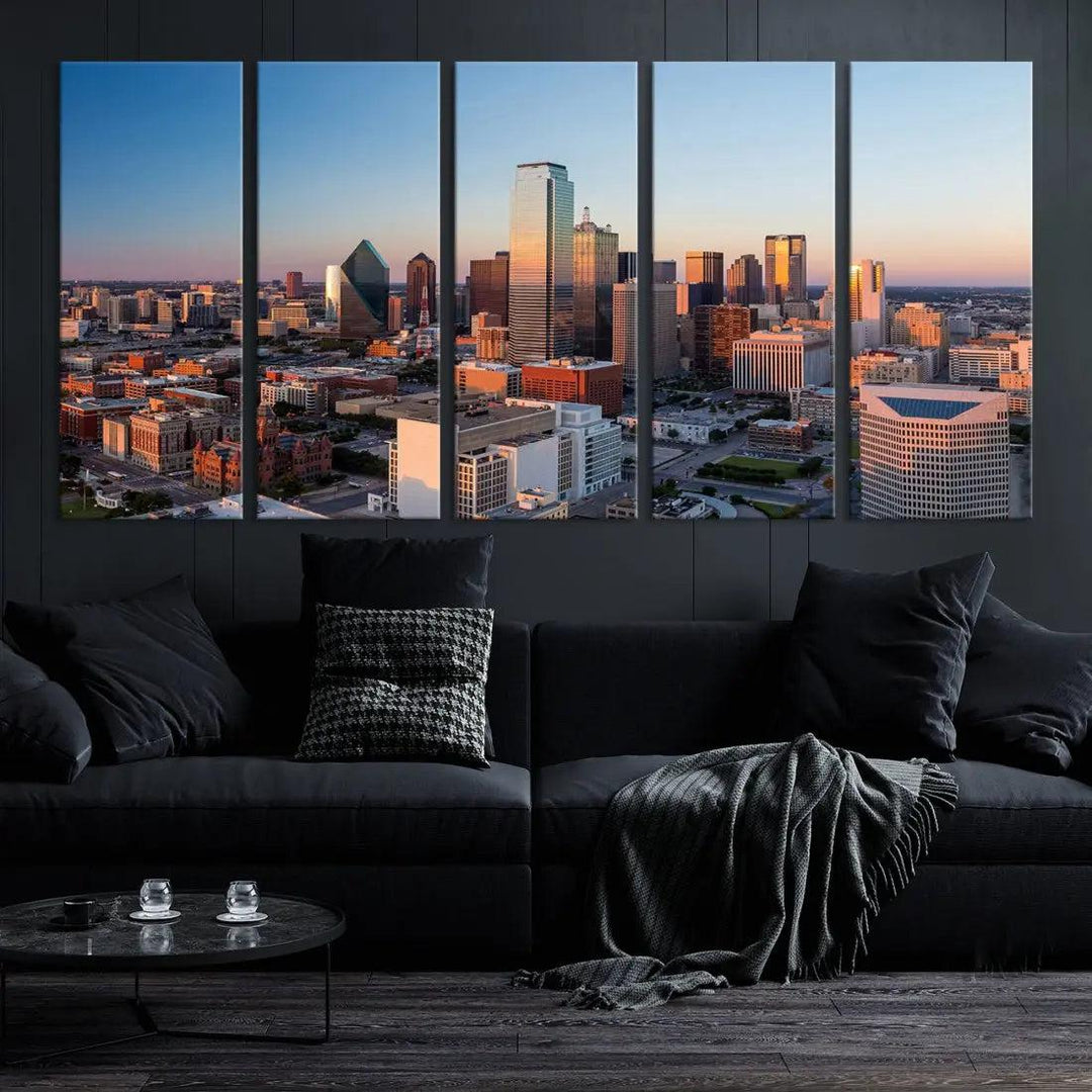 Aerial Dallas Photography Canvas Wall Art Cityscape View Canvas Print