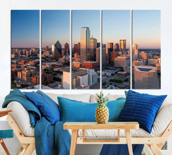 Aerial Dallas Photography Canvas Wall Art Cityscape View Canvas Print