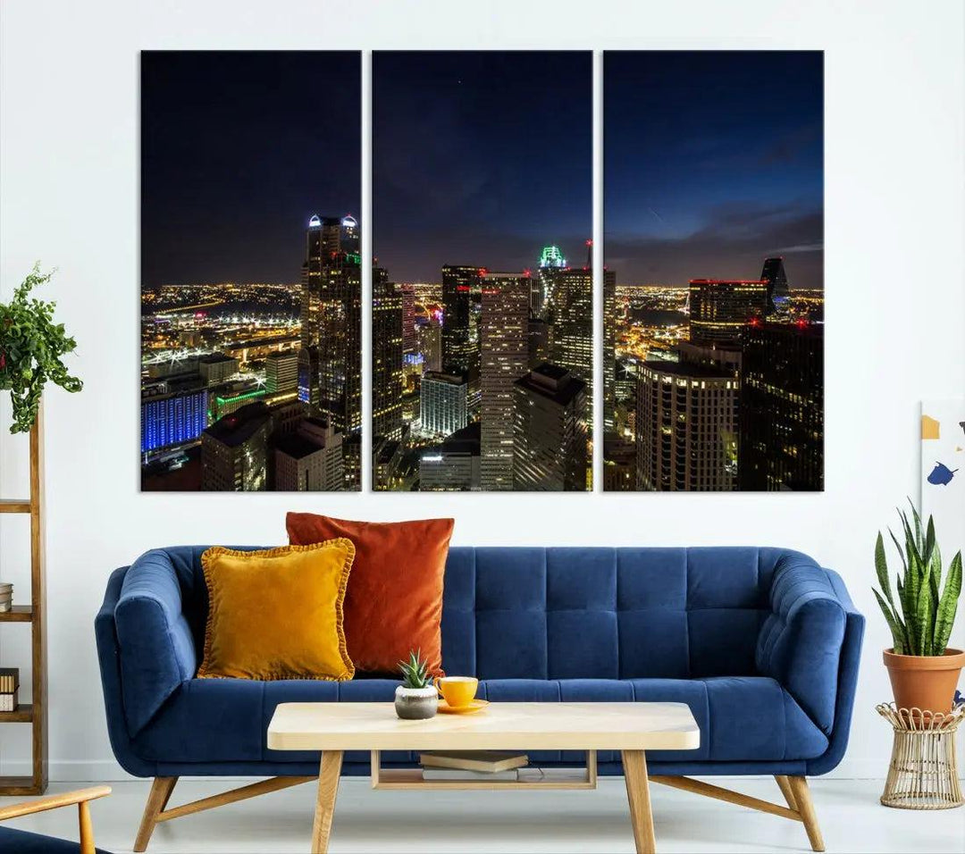 Aerial View Dallas Skyline Cityscape Large Wall Art Canvas Print