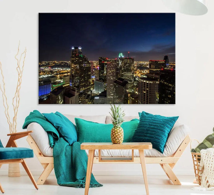 Aerial View Dallas Skyline Cityscape Large Wall Art Canvas Print