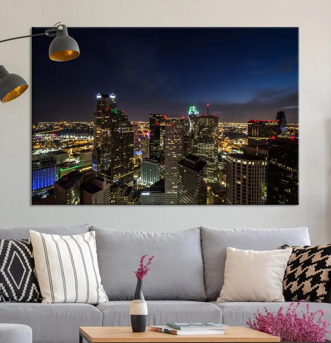 Aerial View Dallas Skyline Cityscape Large Wall Art Canvas Print