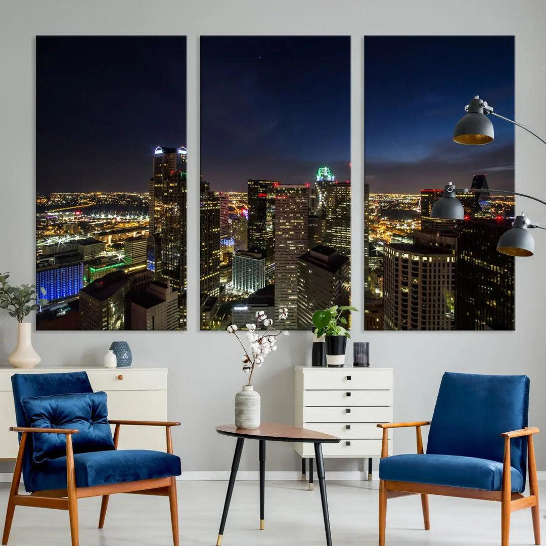 Aerial View Dallas Skyline Cityscape Large Wall Art Canvas Print