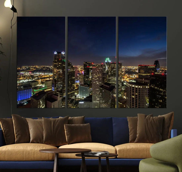 Aerial View Dallas Skyline Cityscape Large Wall Art Canvas Print