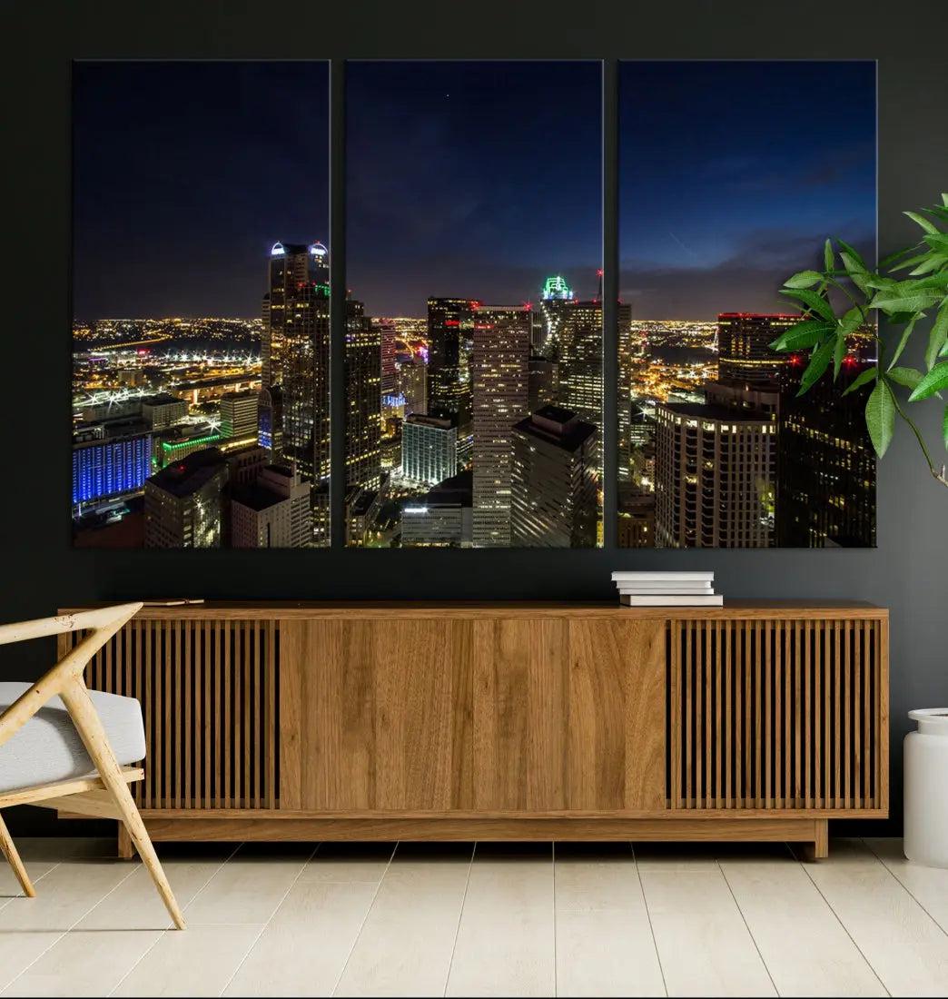 Aerial View Dallas Skyline Cityscape Large Wall Art Canvas Print