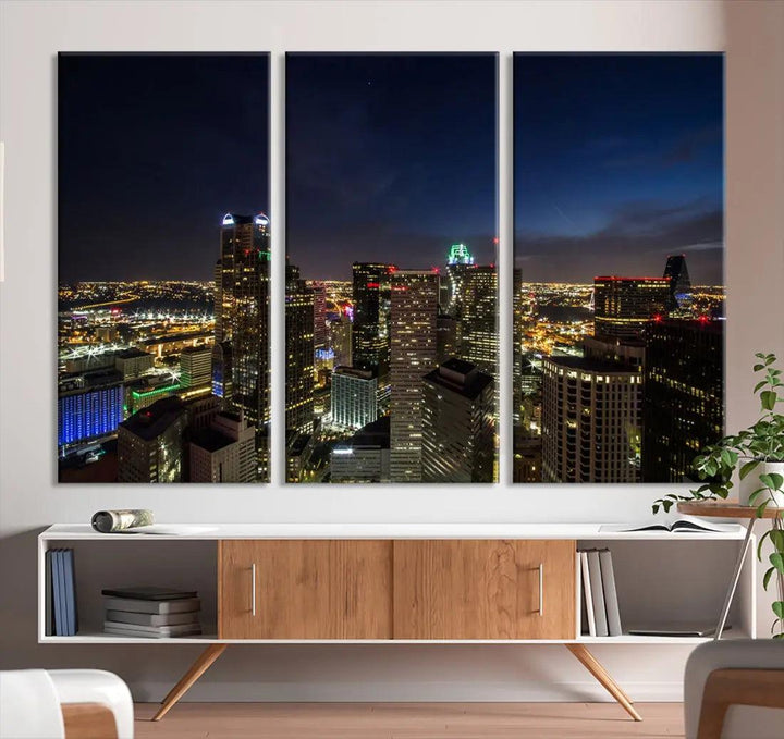 Aerial View Dallas Skyline Cityscape Large Wall Art Canvas Print