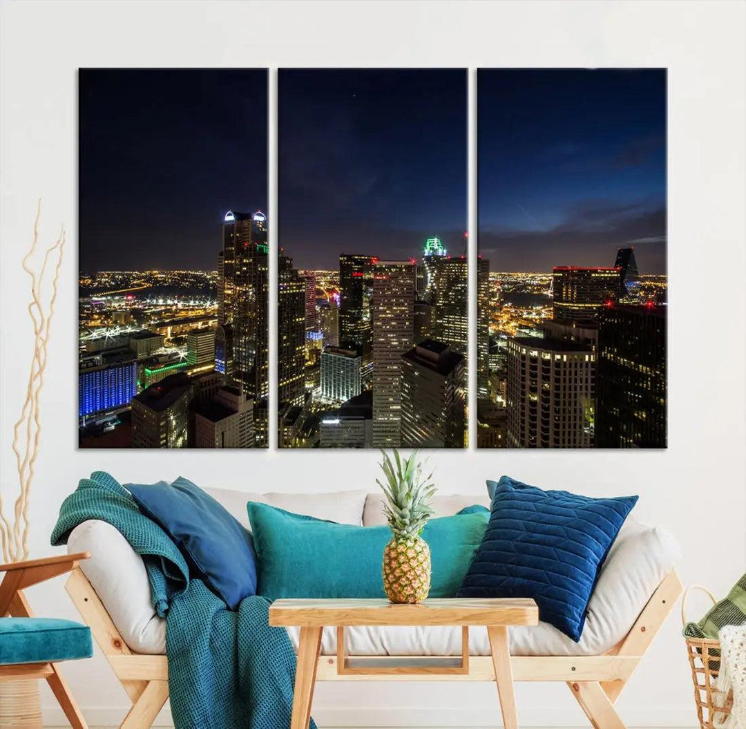 Aerial View Dallas Skyline Cityscape Large Wall Art Canvas Print