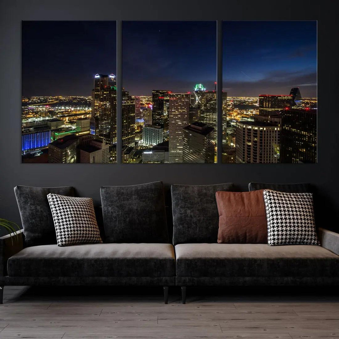 Aerial View Dallas Skyline Cityscape Large Wall Art Canvas Print