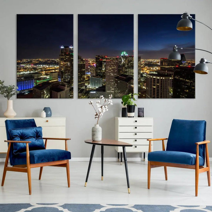 Aerial View Dallas Skyline Cityscape Large Wall Art Canvas Print