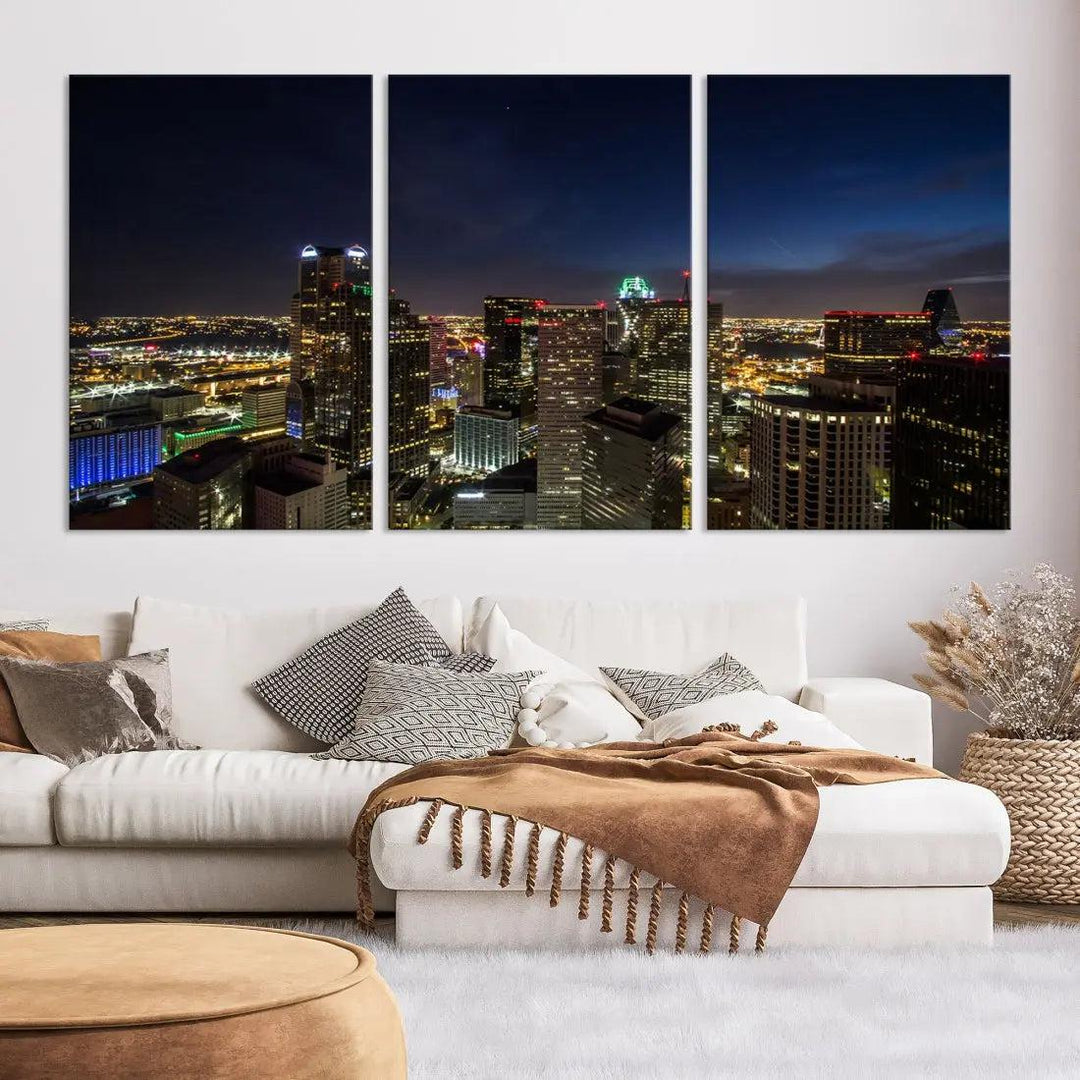 Aerial View Dallas Skyline Cityscape Large Wall Art Canvas Print