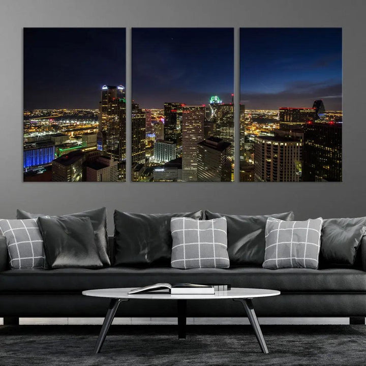 Aerial View Dallas Skyline Cityscape Large Wall Art Canvas Print