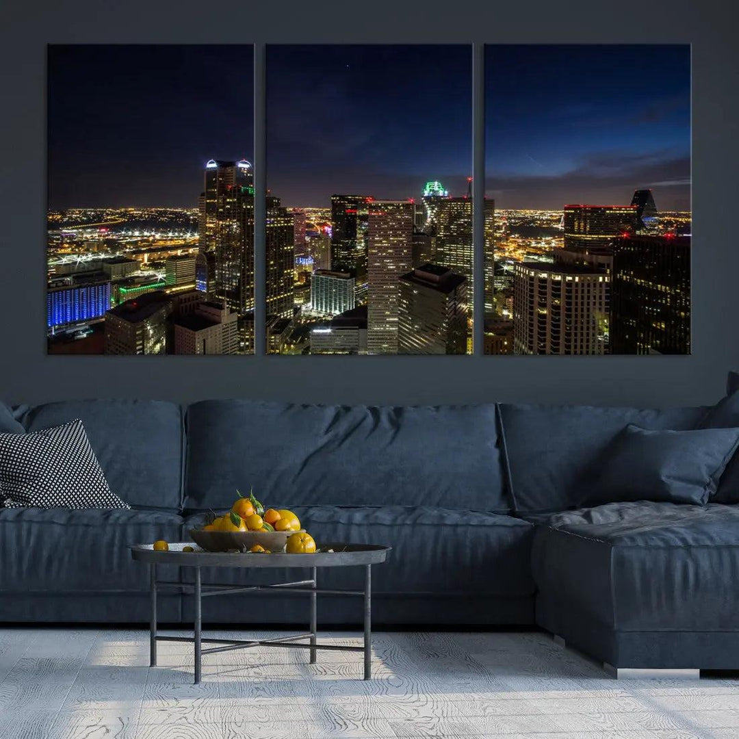 Aerial View Dallas Skyline Cityscape Large Wall Art Canvas Print