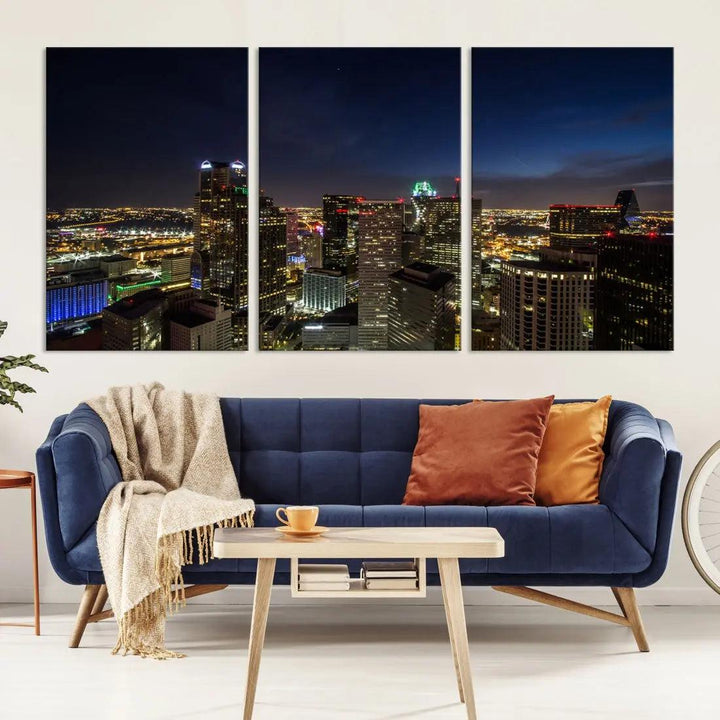 Aerial View Dallas Skyline Cityscape Large Wall Art Canvas Print