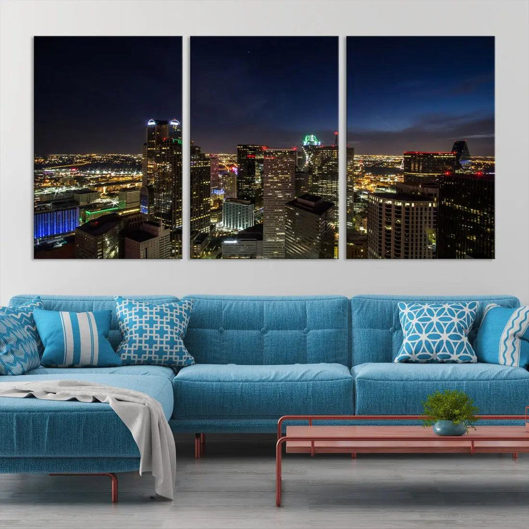 Aerial View Dallas Skyline Cityscape Large Wall Art Canvas Print