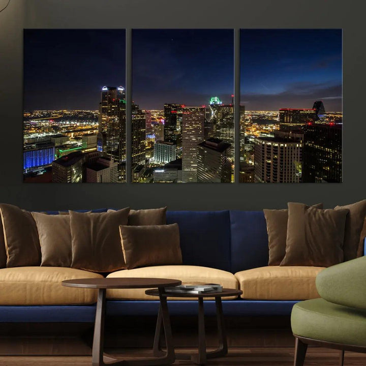 Aerial View Dallas Skyline Cityscape Large Wall Art Canvas Print