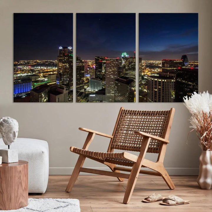 Aerial View Dallas Skyline Cityscape Large Wall Art Canvas Print