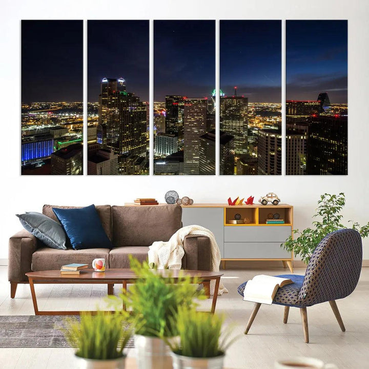 Aerial View Dallas Skyline Cityscape Large Wall Art Canvas Print