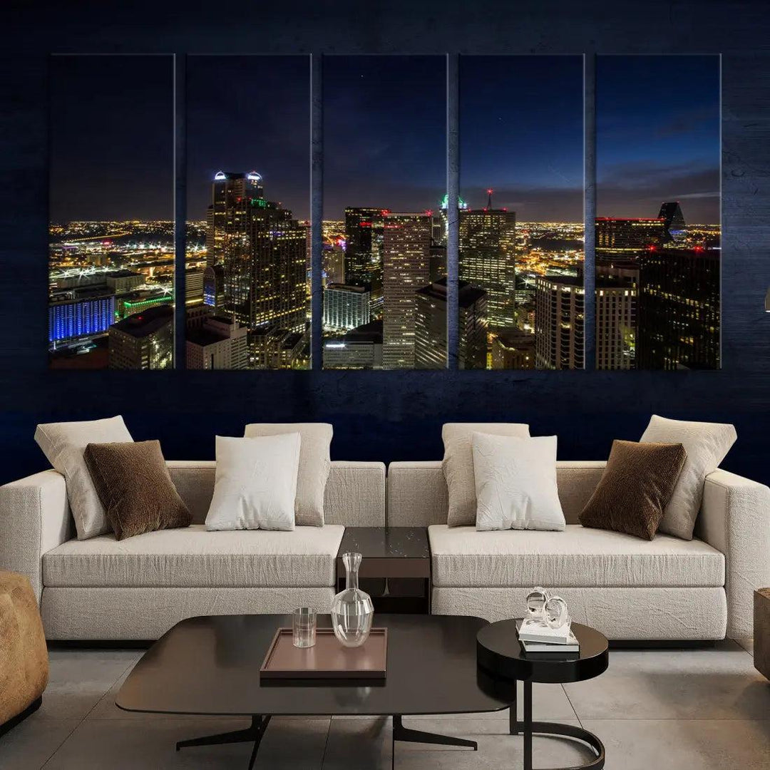 Aerial View Dallas Skyline Cityscape Large Wall Art Canvas Print