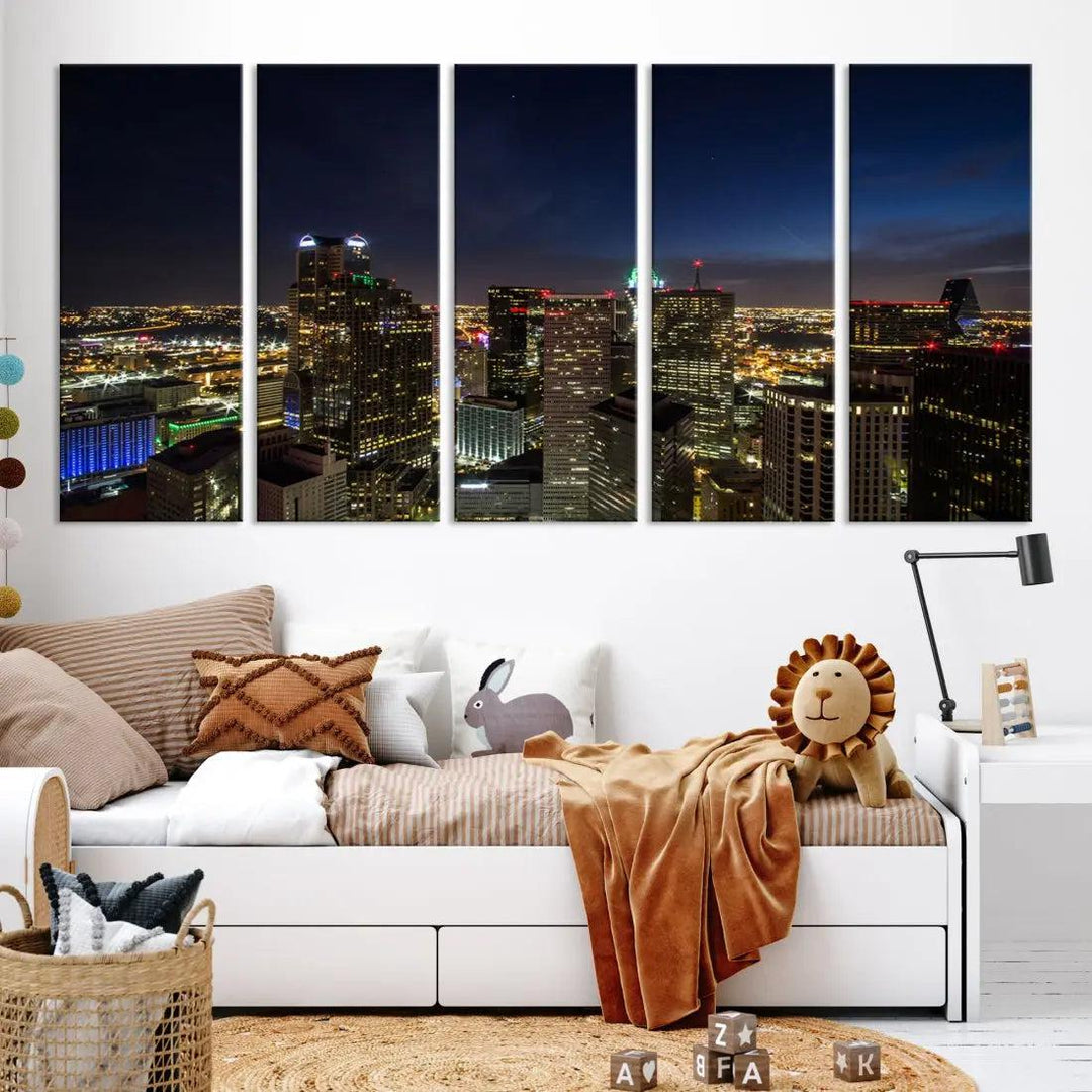 Aerial View Dallas Skyline Cityscape Large Wall Art Canvas Print