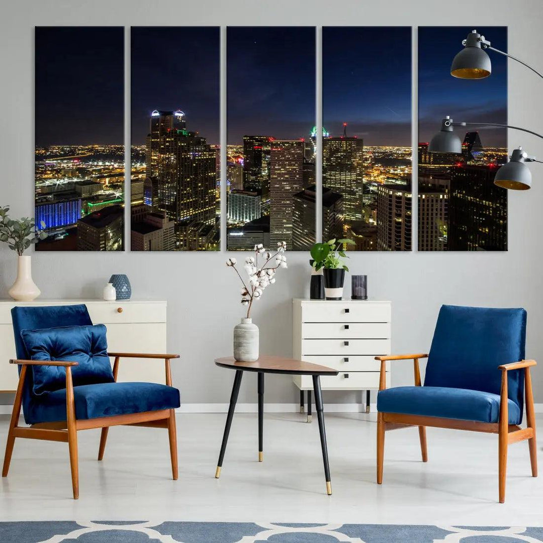 Aerial View Dallas Skyline Cityscape Large Wall Art Canvas Print