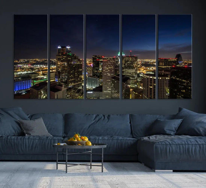 Aerial View Dallas Skyline Cityscape Large Wall Art Canvas Print