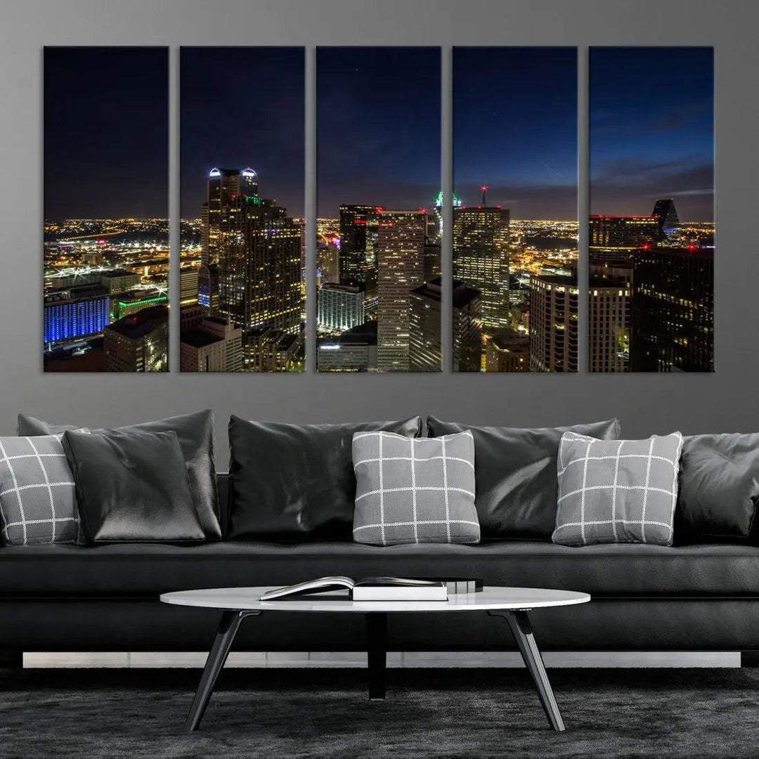 Aerial View Dallas Skyline Cityscape Large Wall Art Canvas Print