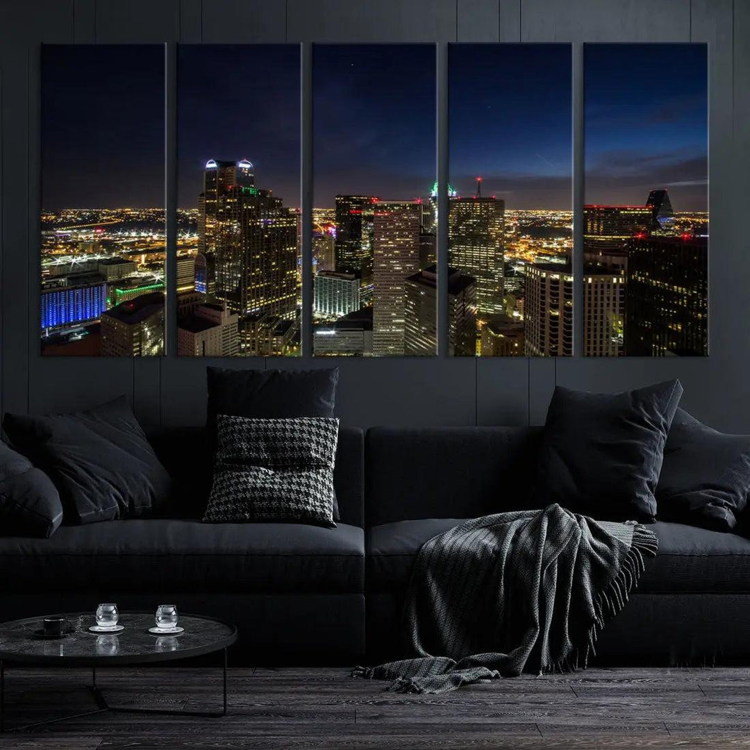 Aerial View Dallas Skyline Cityscape Large Wall Art Canvas Print