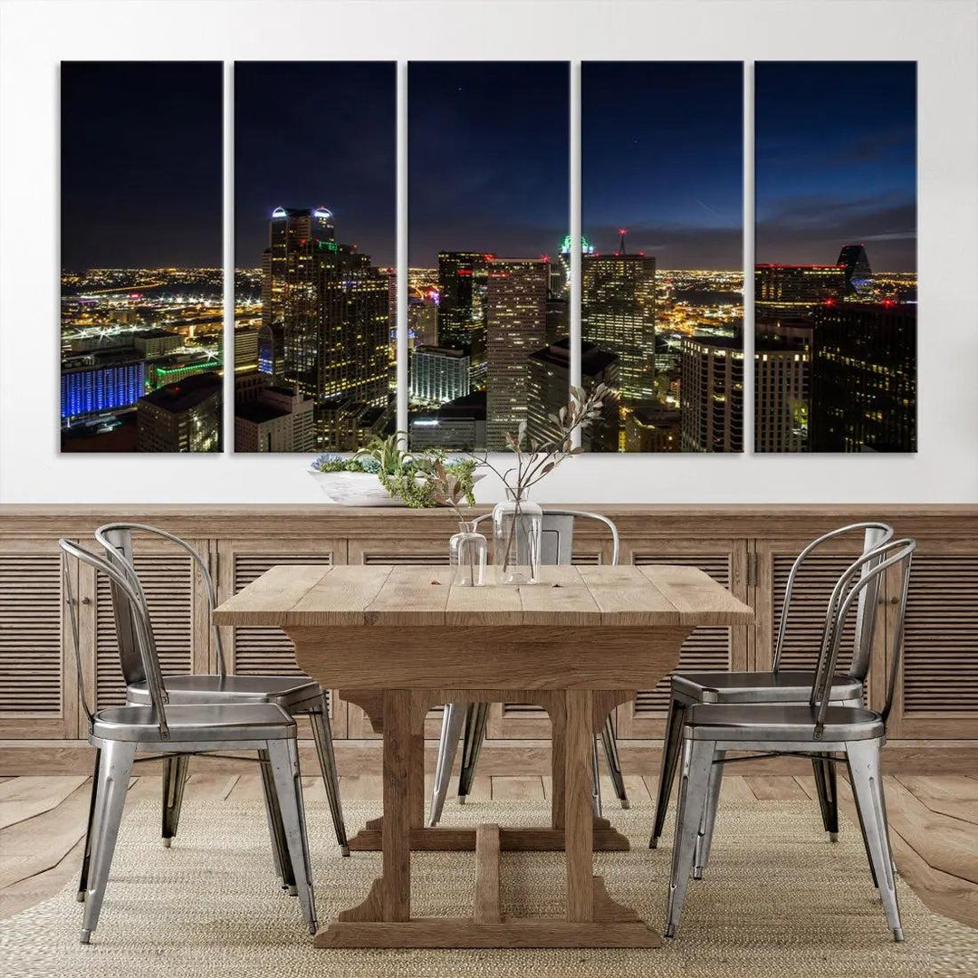 Aerial View Dallas Skyline Cityscape Large Wall Art Canvas Print