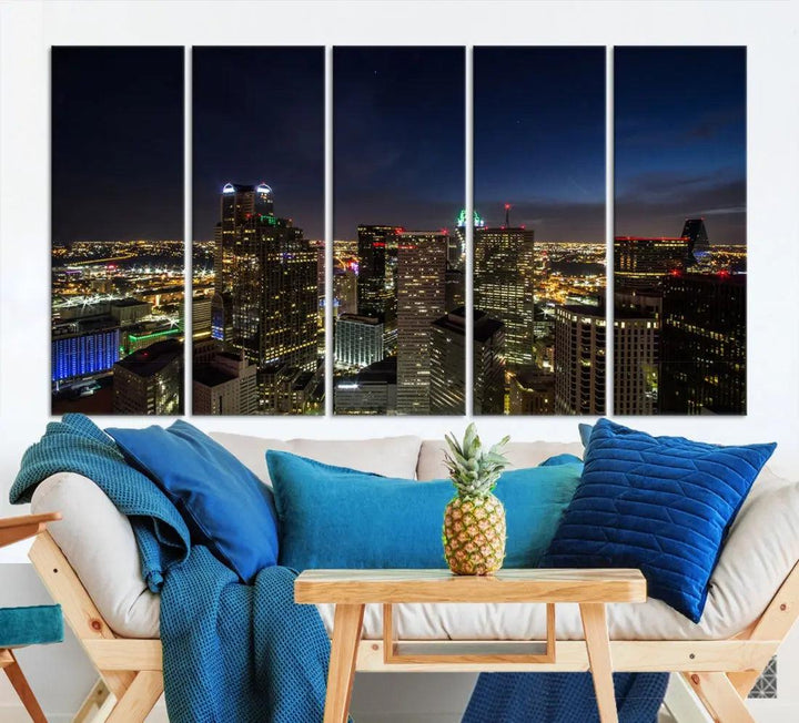 Aerial View Dallas Skyline Cityscape Large Wall Art Canvas Print