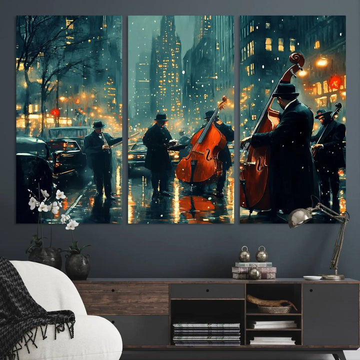 African American Jazz Art - Framed Abstract Music Canvas - Colorful Instrument Poster for Living Room Walls