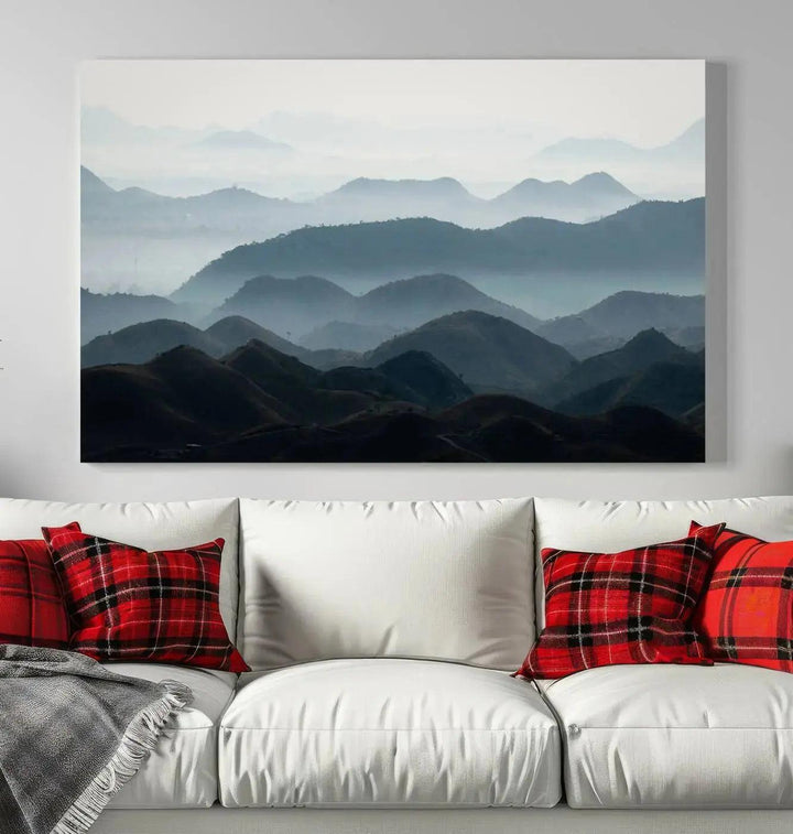 Amazing Landscape Photograph Foggy Forest Wall Art Large Canvas Print