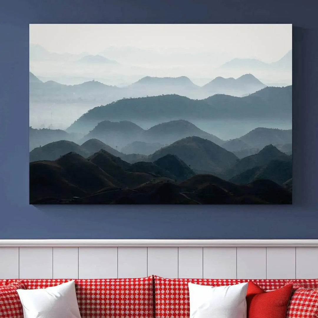 Amazing Landscape Photograph Foggy Forest Wall Art Large Canvas Print