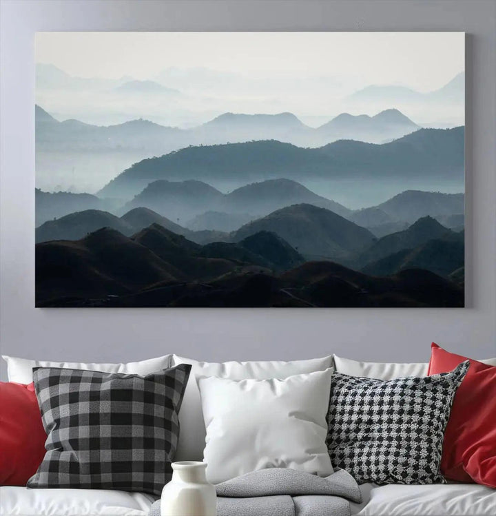 Amazing Landscape Photograph Foggy Forest Wall Art Large Canvas Print