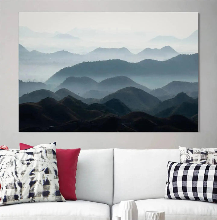 Amazing Landscape Photograph Foggy Forest Wall Art Large Canvas Print