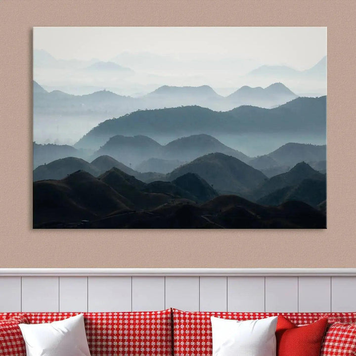 Amazing Landscape Photograph Foggy Forest Wall Art Large Canvas Print