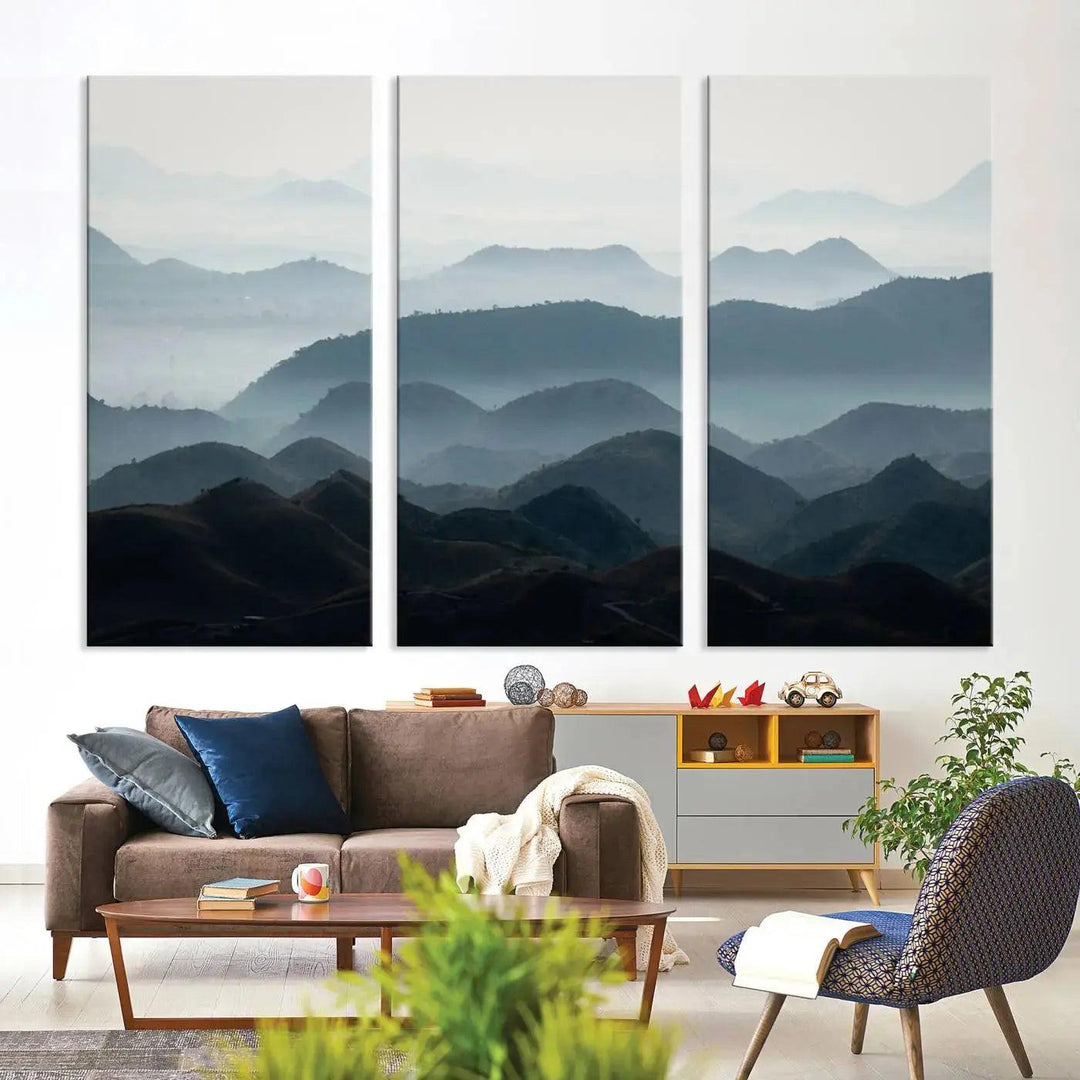 Amazing Landscape Photograph Foggy Forest Wall Art Large Canvas Print