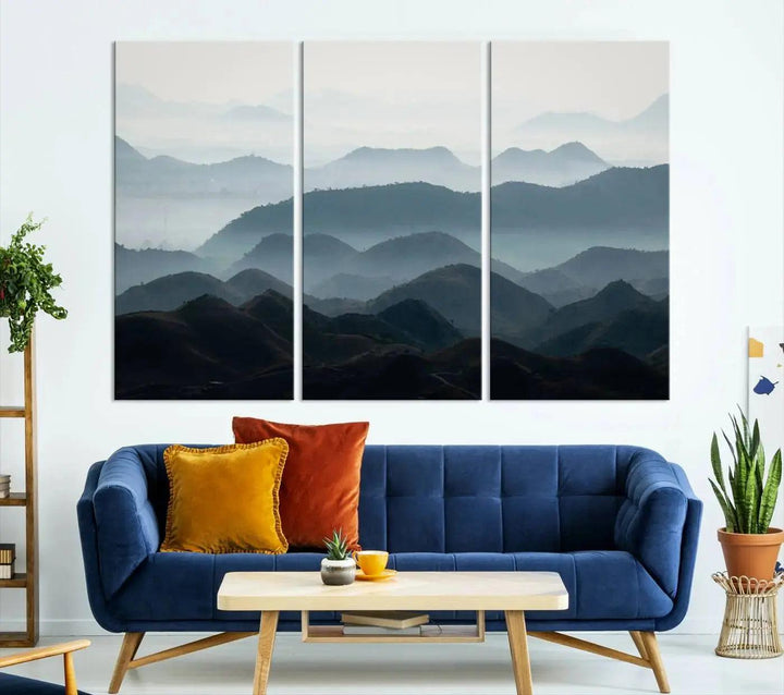 Amazing Landscape Photograph Foggy Forest Wall Art Large Canvas Print