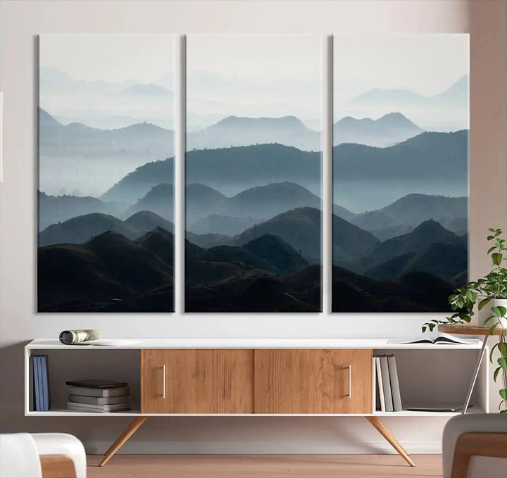 Amazing Landscape Photograph Foggy Forest Wall Art Large Canvas Print