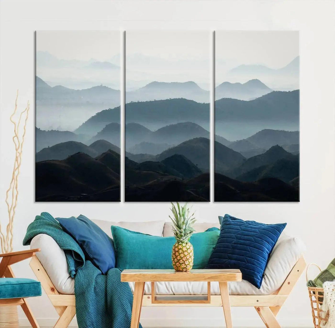 Amazing Landscape Photograph Foggy Forest Wall Art Large Canvas Print