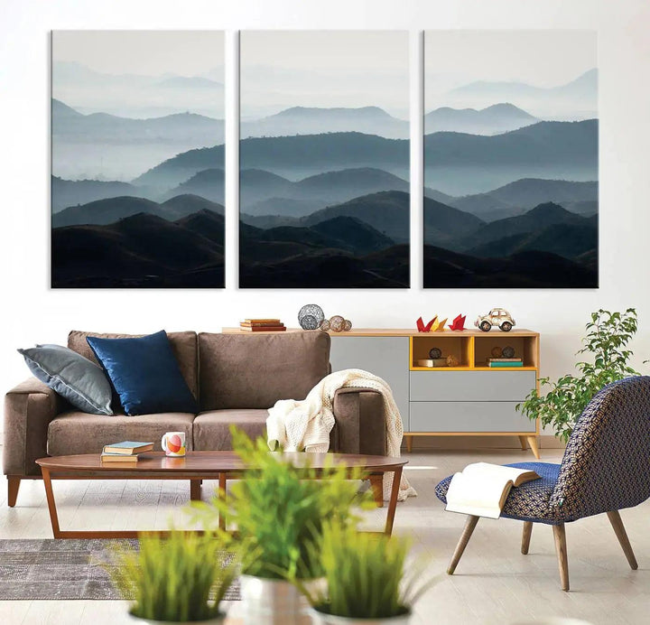 Amazing Landscape Photograph Foggy Forest Wall Art Large Canvas Print