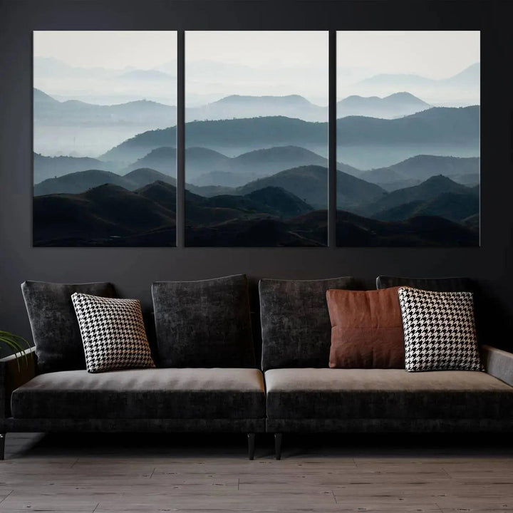 Amazing Landscape Photograph Foggy Forest Wall Art Large Canvas Print