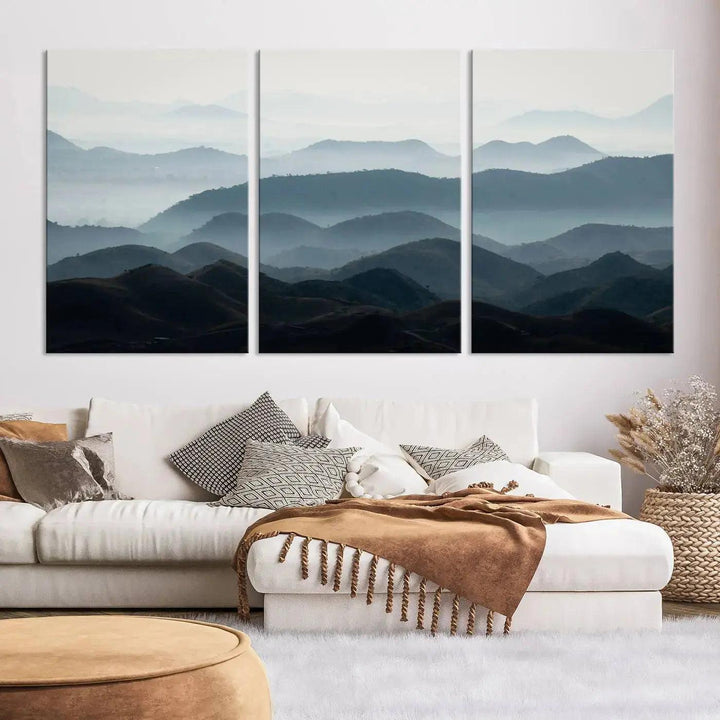 Amazing Landscape Photograph Foggy Forest Wall Art Large Canvas Print