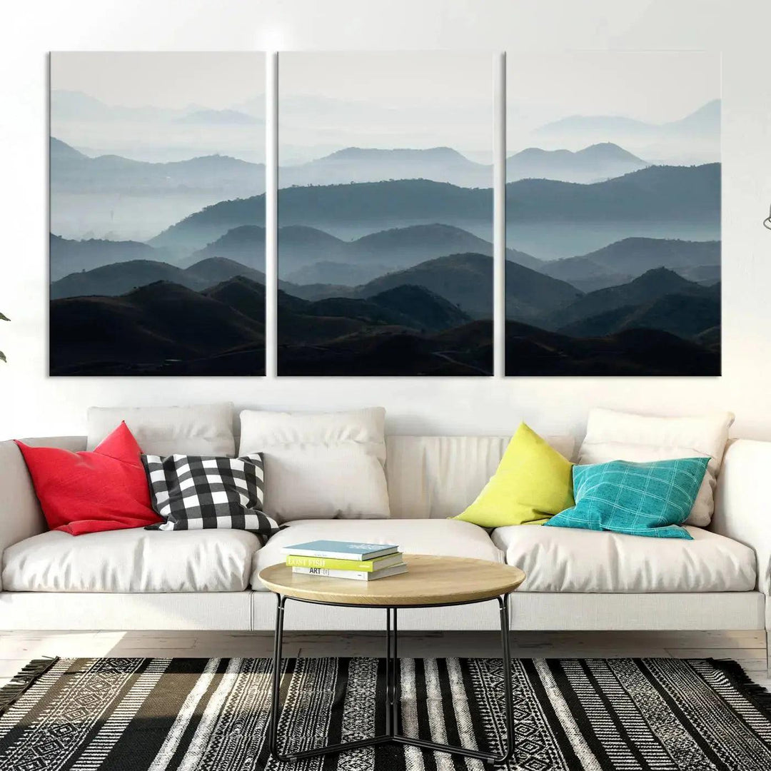 Amazing Landscape Photograph Foggy Forest Wall Art Large Canvas Print