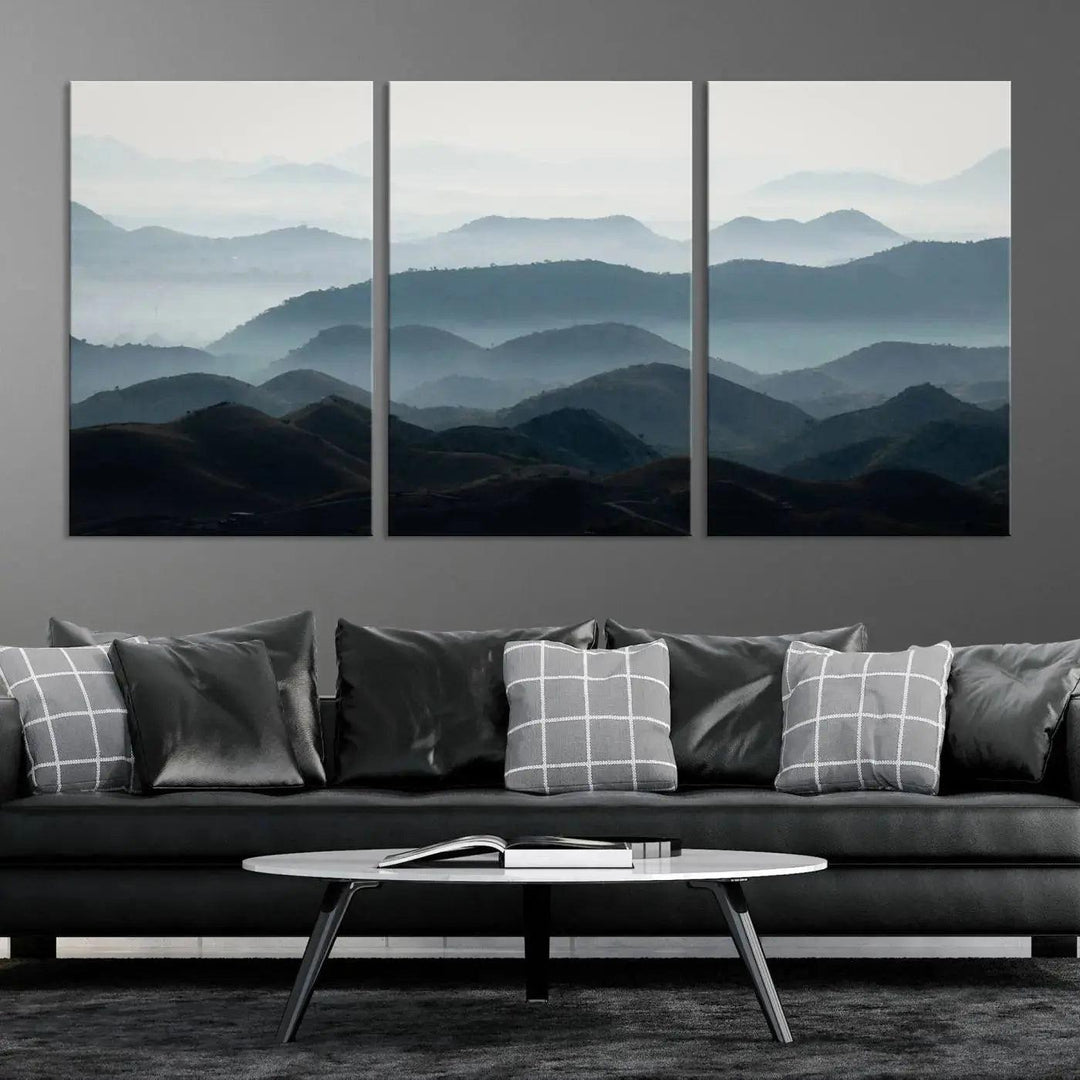 Amazing Landscape Photograph Foggy Forest Wall Art Large Canvas Print